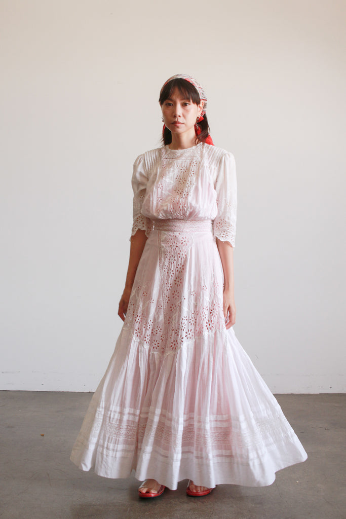 white edwardian dress Edwardian White Cotton Eyelet Lawn Dress