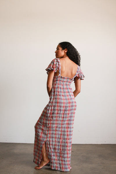 1970s Indian Gauzy Striped Cotton Maxi Dress