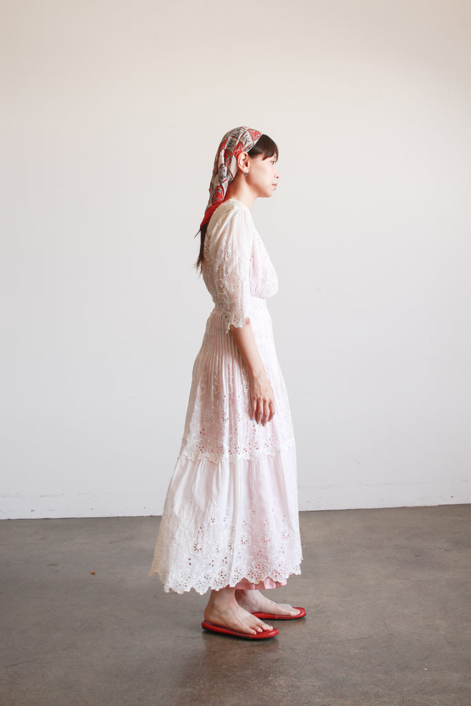 Edwardian Cotton Voile Eyelet Lawn Dress