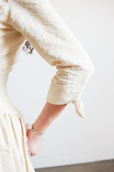 1950s Emma Domb Champagne Brocade Sweetheart Dress