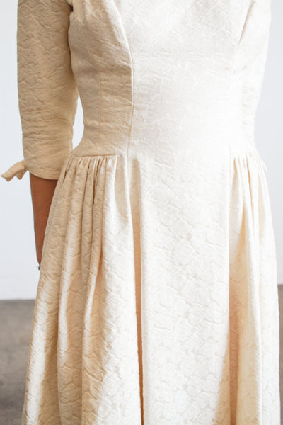 1950s Emma Domb Champagne Brocade Sweetheart Dress