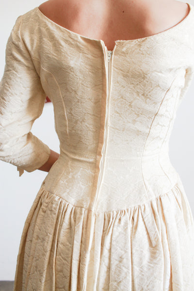 1950s Emma Domb Champagne Brocade Sweetheart Dress