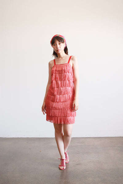 1940s Red Fringe Mini Dress