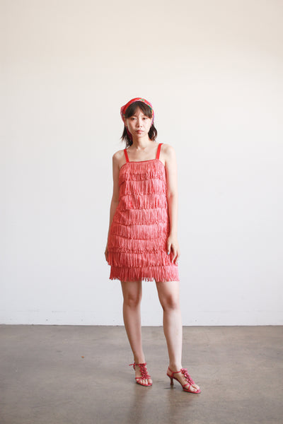 1940s Red Fringe Mini Dress
