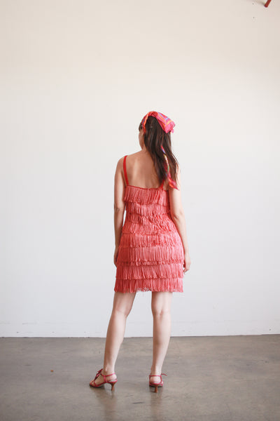 1940s Red Fringe Mini Dress
