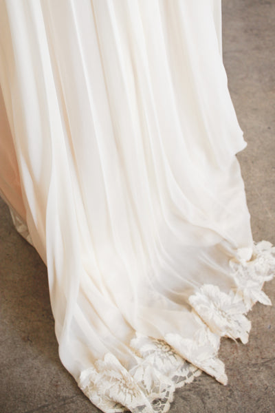 1960s Beige Silk Chiffon Lace Overlay Dress