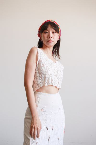 Antique Ecru Cotton Lace Corset Cover
