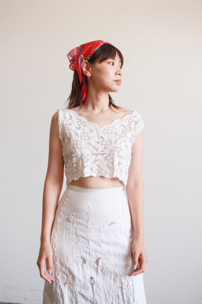 Antique Ecru Cotton Lace Corset Cover