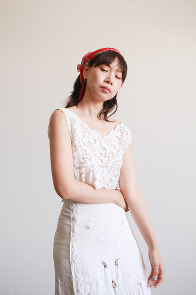 Antique Ecru Cotton Lace Corset Cover