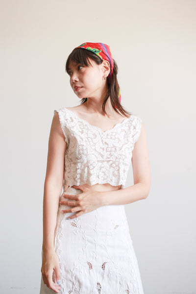 Antique Ecru Cotton Lace Corset Cover