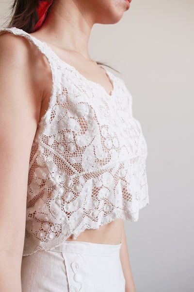 Antique Ecru Cotton Lace Corset Cover
