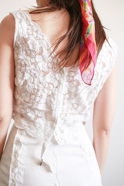 Antique Ecru Cotton Lace Corset Cover