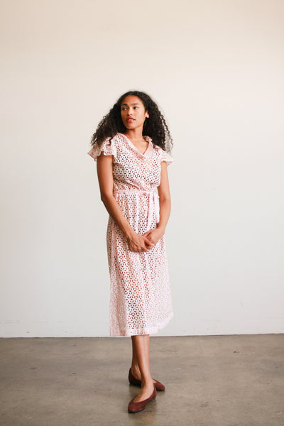 1930s Blush Pink Cotton Eyelet Dress