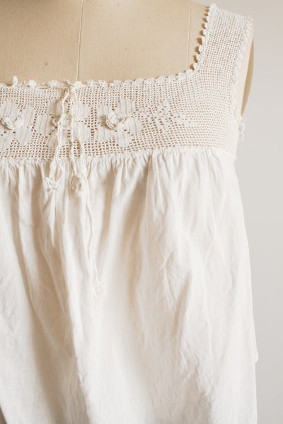 1910s White Cotton Voile Flower Camisole