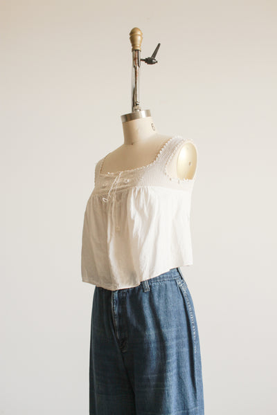 1910s White Cotton Voile Flower Camisole