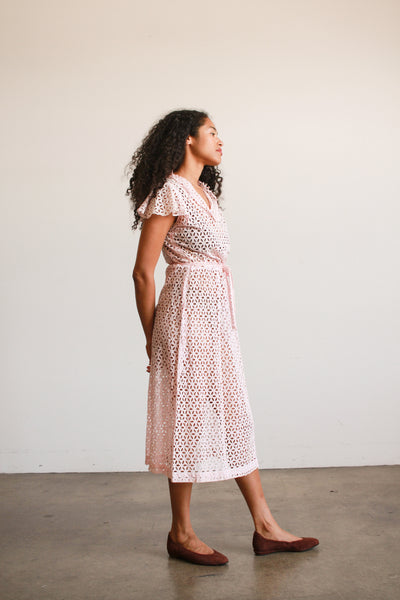 1930s Blush Pink Cotton Eyelet Dress