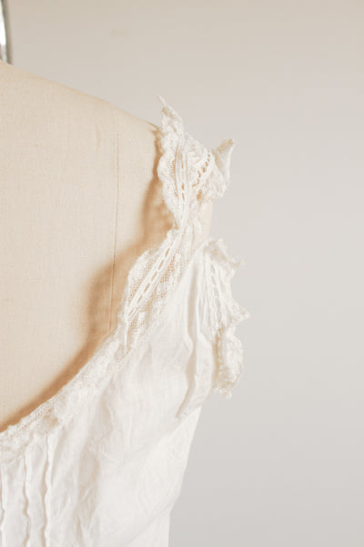 1910s White Cotton Voile Button Up Corset Cover