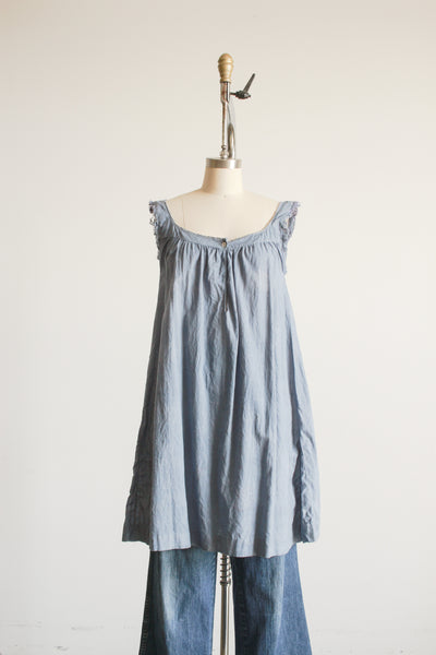 1910s Cornflower Dyed Cotton Gathered Nightgown