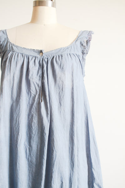 1910s Cornflower Dyed Cotton Gathered Nightgown