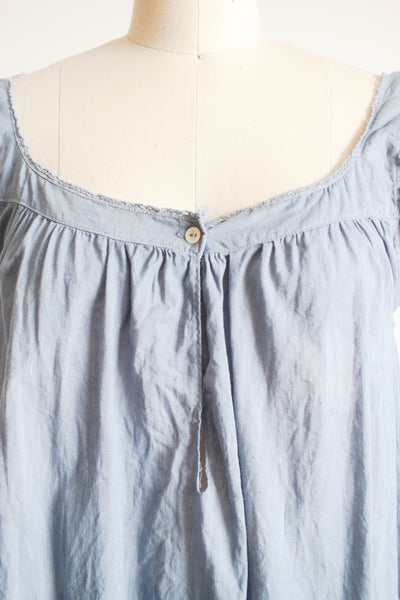 1910s Cornflower Dyed Cotton Gathered Nightgown