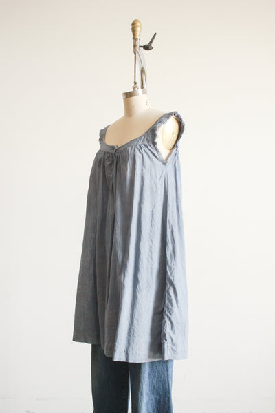 1910s Cornflower Dyed Cotton Gathered Nightgown