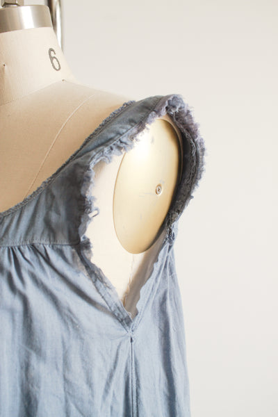 1910s Cornflower Dyed Cotton Gathered Nightgown