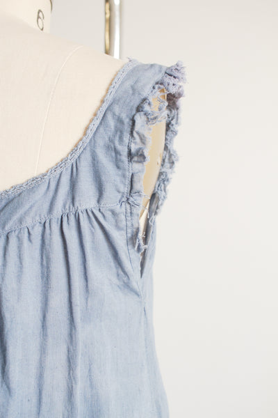 1910s Cornflower Dyed Cotton Gathered Nightgown