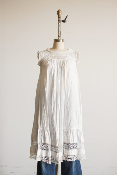 1910s White Cotton Crochet Nightgown