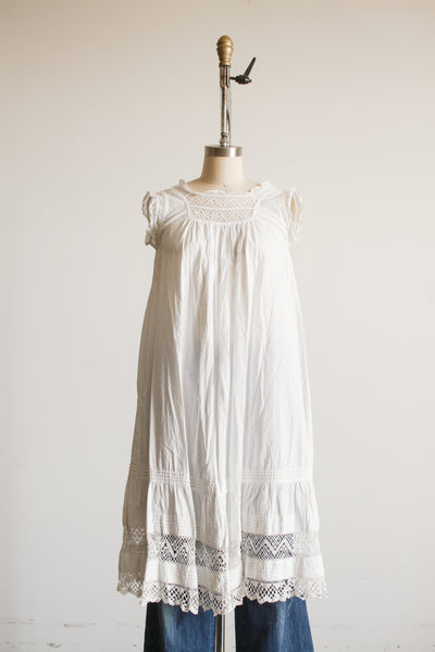 1910s White Cotton Crochet Nightgown