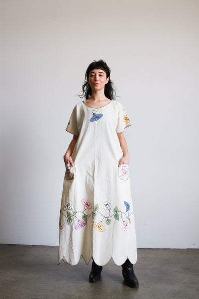 1950s Whimsy Garden Patchwork Cotton Dress
