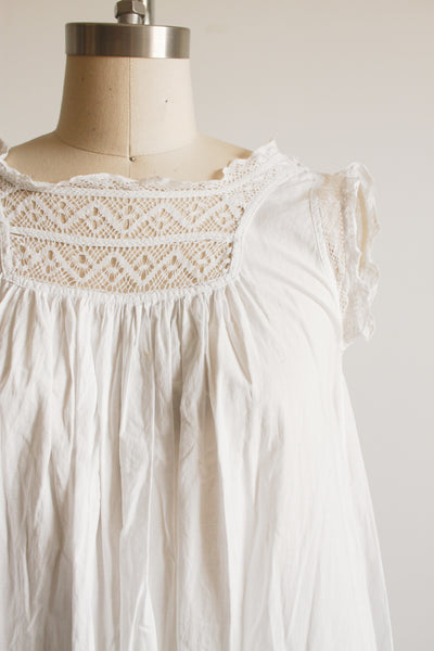 1910s White Cotton Crochet Nightgown