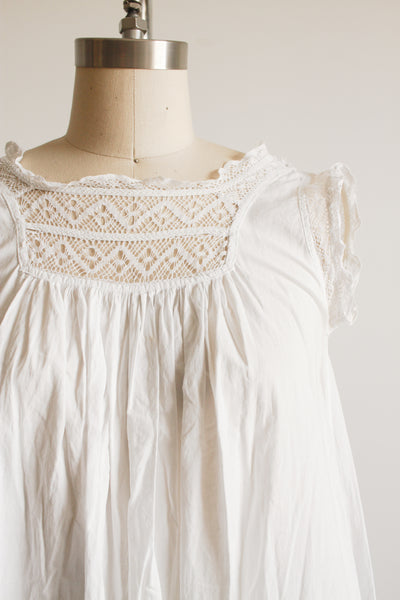1910s White Cotton Crochet Nightgown