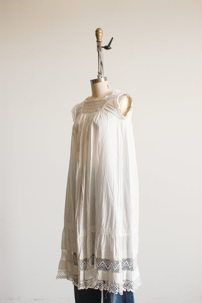 1910s White Cotton Crochet Nightgown