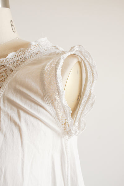 1910s White Cotton Crochet Nightgown