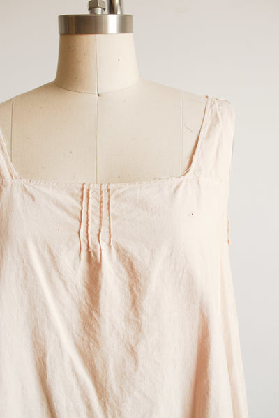 1920s Beige Cotton Square Neck Nightgown