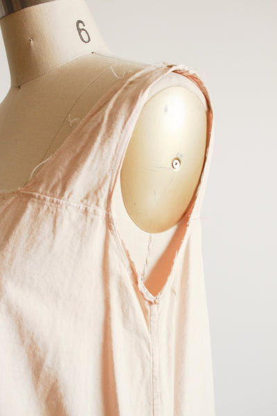 1920s Beige Cotton Square Neck Nightgown