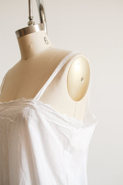 1910s White Embossed Cotton Cami Nightgown