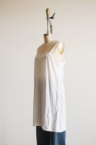 1910s White Embossed Cotton Cami Nightgown