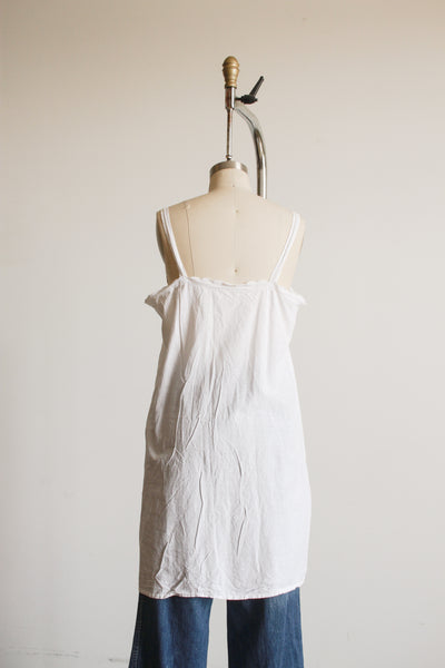 1910s White Embossed Cotton Cami Nightgown