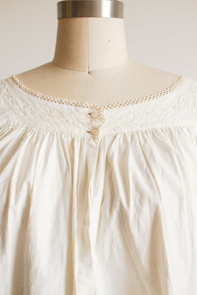 1900s Cream Cotton Short Sleeve Nightgown