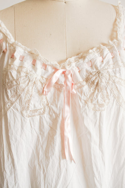 1910s White Cotton Ribbon Nightgown