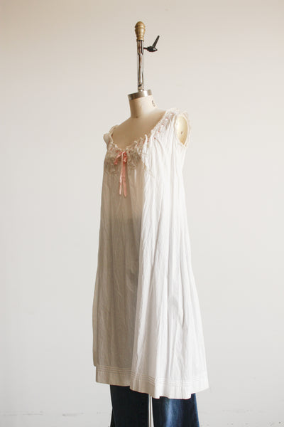 1910s White Cotton Ribbon Nightgown