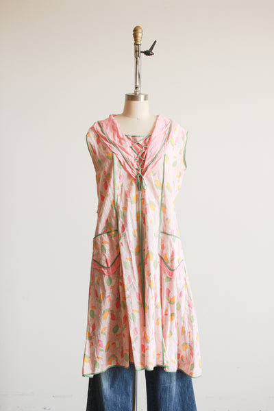 1920s Pink Feedsack Sleeveless Dress