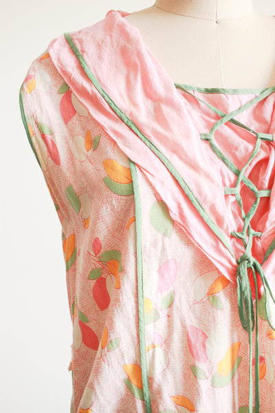 1920s Pink Feedsack Sleeveless Dress