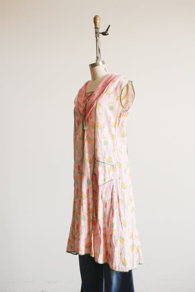 1920s Pink Feedsack Sleeveless Dress