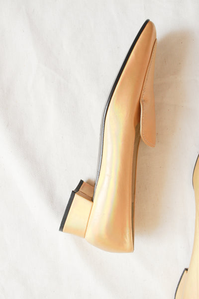 1990s Petra Firenze Yellow Leather Iridescent Loafers Sz 8.5