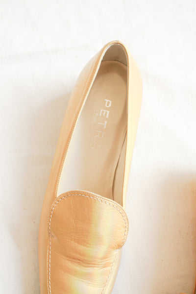 1990s Petra Firenze Yellow Leather Iridescent Loafers Sz 8.5