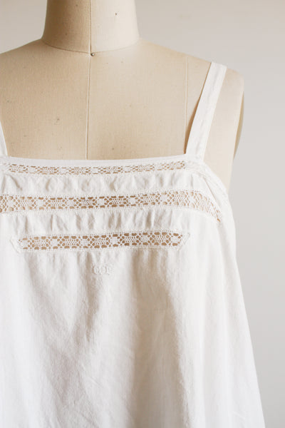 1910s White Crochet Camisole Nightgown