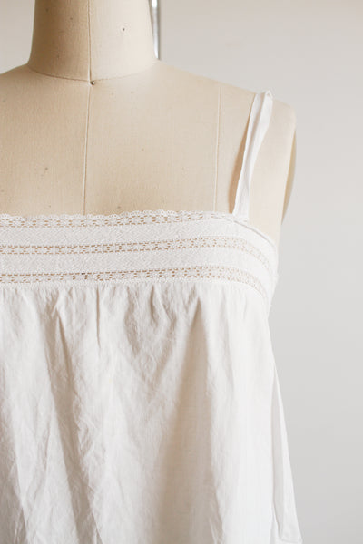 1910s White Cotton Camisole Nightgown