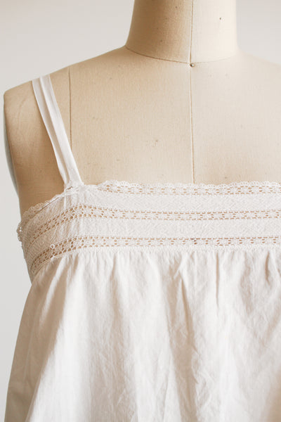 1910s White Cotton Camisole Nightgown